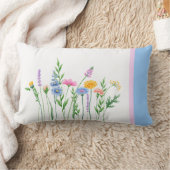 エレガント山花投げクッション – 青 ランバークッション (ブランケット)