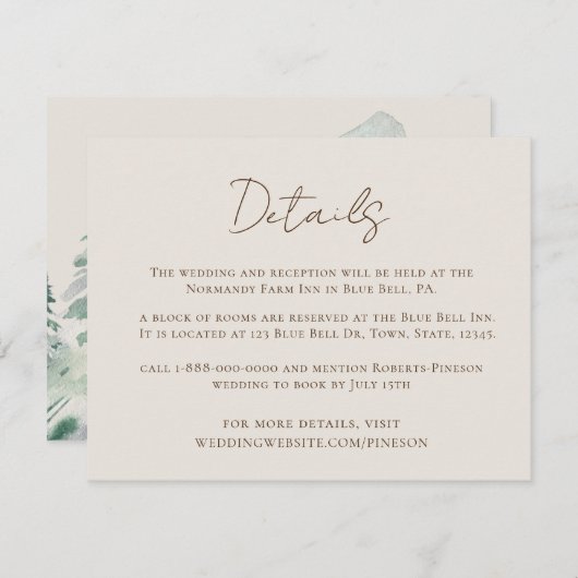 エレガント山詳細結婚ズ エンクロージャーカード (正面/裏面)