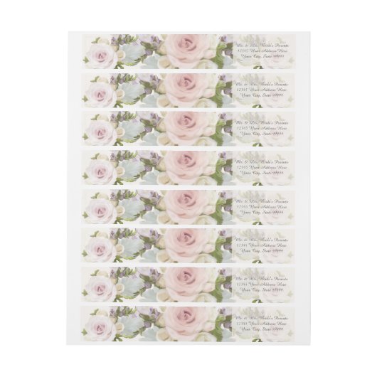 エレガント差出人住所の結婚豪華なバラフローラ ラップアラウンドラベル (シート)