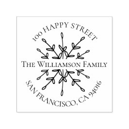 エレガント差出人住所ラベルと分岐葉 セルフインキングスタンプ