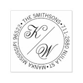 エレガント差出人住所円結婚イニシャル セルフインキングスタンプ (デザイン)