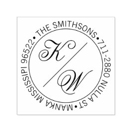 エレガント差出人住所円結婚イニシャル セルフインキングスタンプ