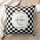 エレガント市松模様に白と黒 クッション (ブランケット)