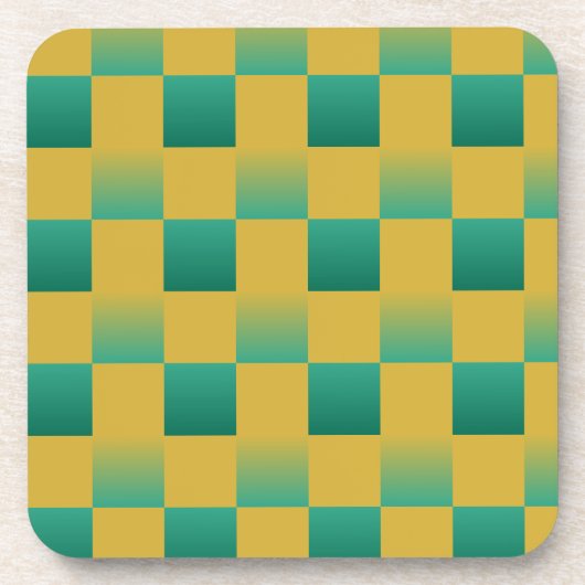 エレガント市松模様に緑と金ゴールド コースター (正面)