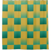 エレガント市松模様に緑と金ゴールド シャワーカーテン (正面)