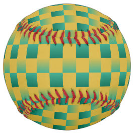 エレガント市松模様に緑と金ゴールド ソフトボール