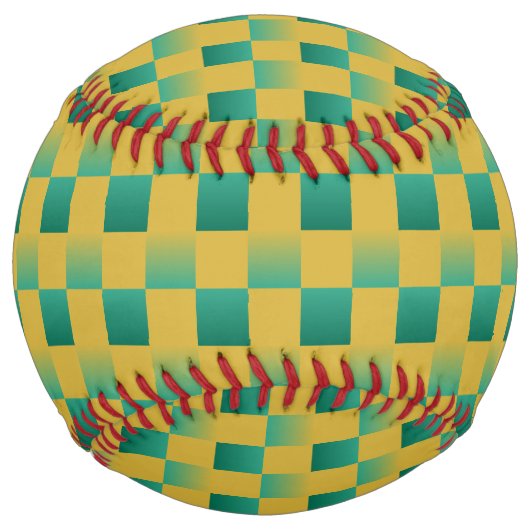 エレガント市松模様に緑と金ゴールド ソフトボール (正面)