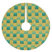 エレガント市松模様に緑と金ゴールド ブラッシュドポリエステルツリースカート (正面)