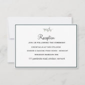 エレガント平モダン植物緑結婚園 招待状 (正面)