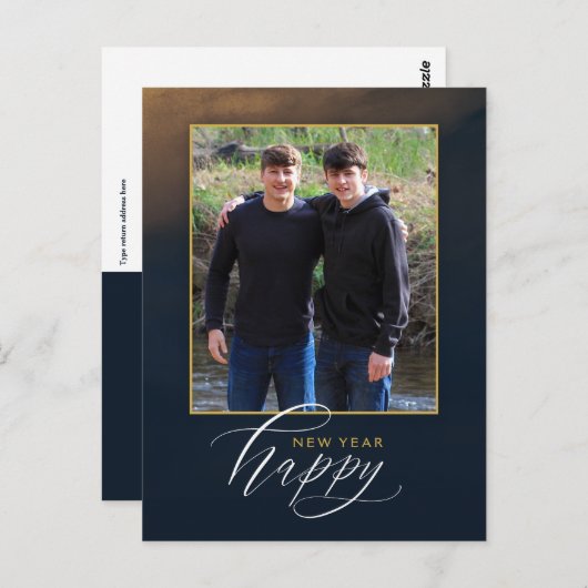 エレガント年賀状 – 1枚の写真 ポストカード (正面/裏面)