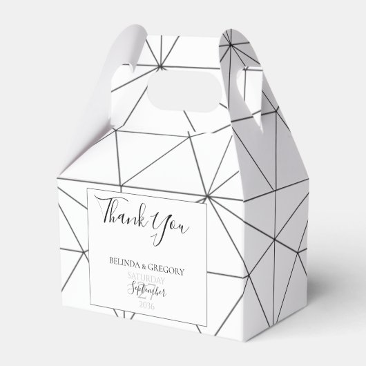 エレガント幾何パタ結婚ーン フェイバーボックス (正面サイド)