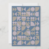 エレガント幾何モダンブルートープ薄紫結婚の 招待状 (裏面)