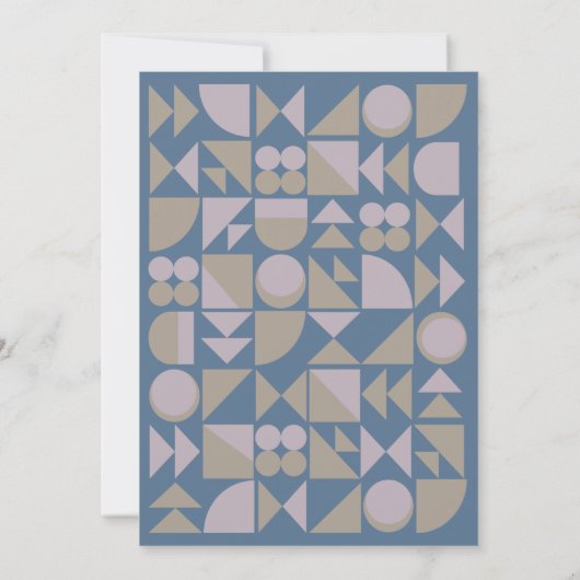エレガント幾何モダンブルートープ薄紫結婚の 招待状 (裏面)