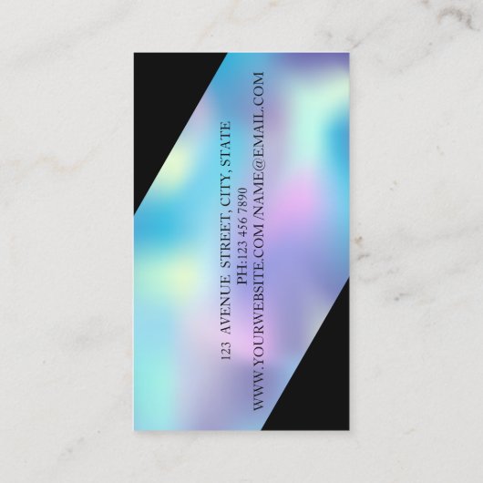 エレガント幾何モダンホログラフィ金ゴールド鋏 名刺 (裏面)