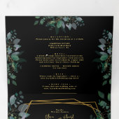 エレガント幾何図黒写真結婚の 三つ折り招待状 (内部最初)