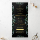 エレガント幾何図黒写真結婚の 三つ折り招待状 (内部)