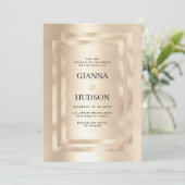 エレガント幾何学的シャンパン金ゴールドグラム結婚ズ 招待状 (スタンド正面)