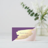 エレガント幾何学金フェイク箔ブラシストローク 名刺 (スタンド正面)