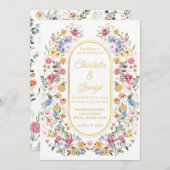 エレガント庭の花結婚の 招待状 (正面/裏面)