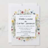 エレガント庭の花結婚の 招待状 (正面)