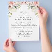 エレガント庭ほこりっぽい水彩フローラ結婚ズ チラシ (手)