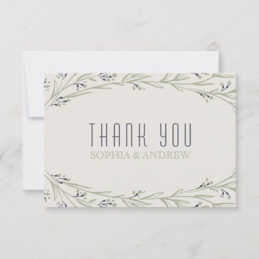 エレガント庭フローララシ結婚ュ感謝していア サンキューカード (正面)
