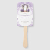 エレガント庭園の結婚式プログラムラベンダーアーチ ハンドファン (正面)