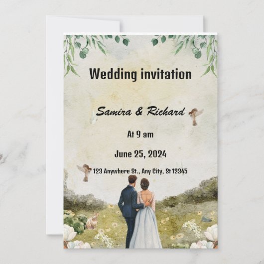 エレガント庭園の結婚式招待状» 招待状 (正面)