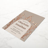 エレガント庭葉のと蝶結婚の 箔招待状 (回転した状態)