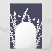 エレガント庭葉のと蝶結婚の 箔招待状 (正面)