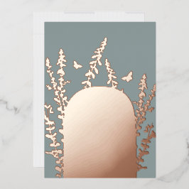 エレガント庭葉のと蝶結婚の 箔招待状