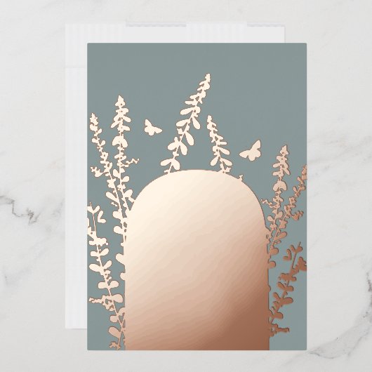 エレガント庭葉のと蝶結婚の 箔招待状 (封筒)