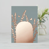 エレガント庭葉のと蝶結婚の 箔招待状 (立ち正面)