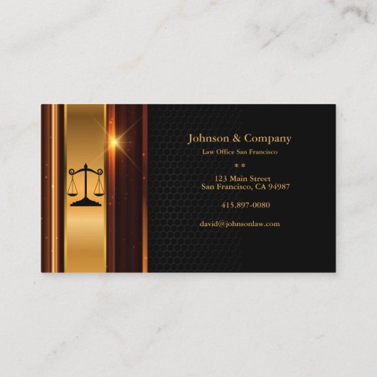 エレガント弁護士ブラック/金ゴールド・ビジネス・カード 名刺 (裏面)