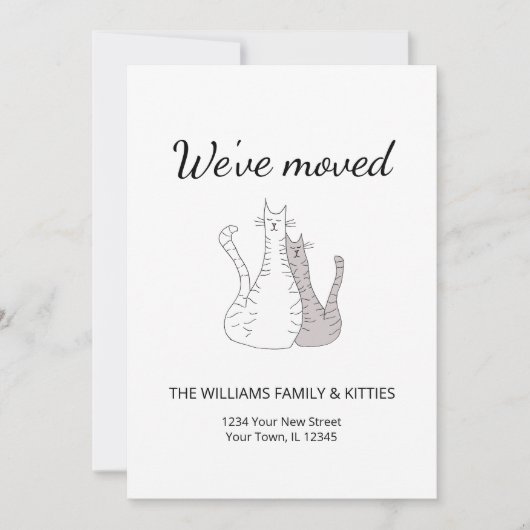エレガント引っ越しましたかわいい猫が動く 案内状 (正面)