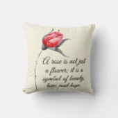 エレガント引用文付き感動的バラ クッション (正面)