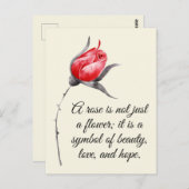 エレガント引用文付き感動的バラ ポストカード (正面/裏面)