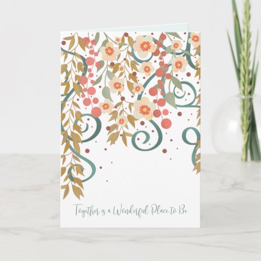 エレガント引用文結婚のかわいらしフローラ カード (正面)