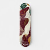 エレガント形状とオーガニック深いトーンの抽象芸術 スケートボード (正面)