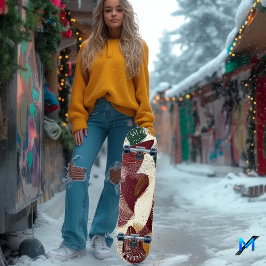 エレガント形状とオーガニック深いトーンの抽象芸術 スケートボード