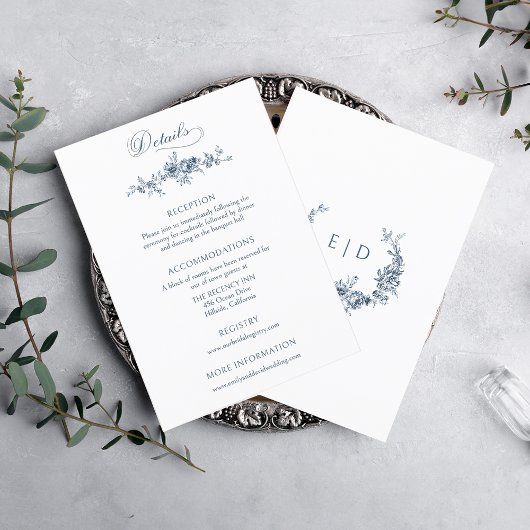 エレガント彫りフランスの青フローラ エンクロージャーカード