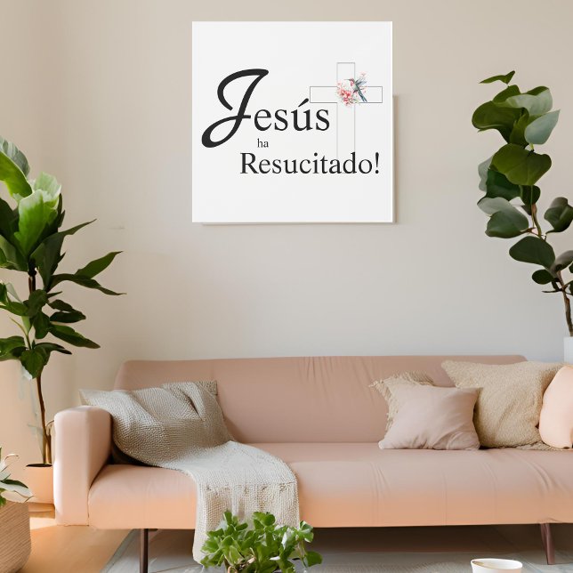 エレガント復活祭「ジェスス・ハ・リシタドスペインの」 メタルプリント ("Jesús ha resucitado" metal wall art, Easter Christian Home décor in white)