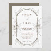 エレガント心地よいライトグリーンフローラカプセル結婚ズ 招待状 (正面/裏面)