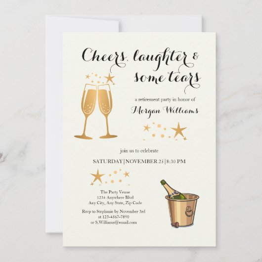 エレガント応援おもしろい笑い涙の引退 招待状 (正面)