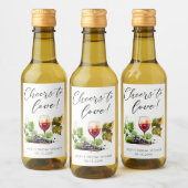 エレガント応援はワイングラスブライダルシャワー ワインラベル (ボトル)