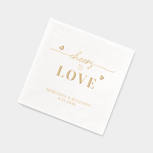 エレガント応援を愛するカスタム金ゴールドハート結婚 箔ナプキン (左)
