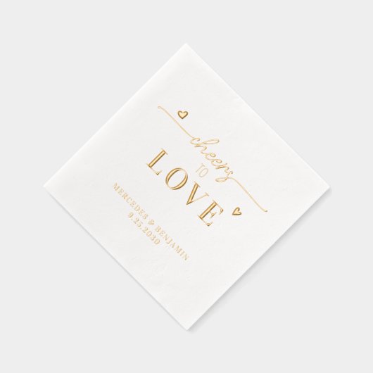エレガント応援を愛するカスタム金ゴールドハート結婚 箔ナプキン (右)