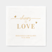 エレガント応援を愛するカスタム金ゴールドハート結婚 箔ナプキン (正面)