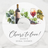 エレガント応援を愛するワインをテーマにしたブライダルシャワー ワイングラスタグ (正面)