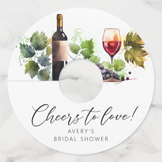 エレガント応援を愛するワインをテーマにしたブライダルシャワー ワイングラスタグ (正面)